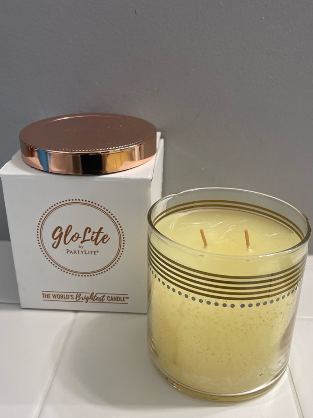 NEW IN BOX PartyLite Glolite 2-Wick Woodland Hideaway Scented Jar Candle